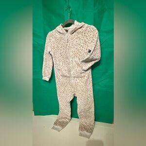Cat & Jack Cream Leopard Print Kids Hooded Footless PJs
